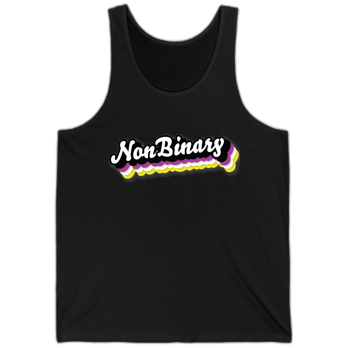 Non-Binary Pride Cloud Design Tank in Black