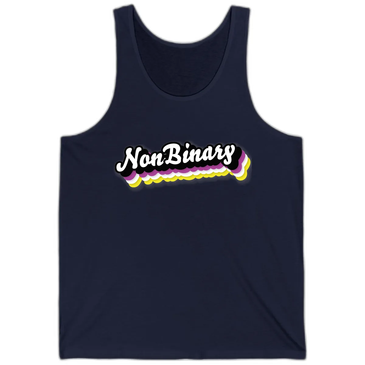 Non-Binary Pride Cloud Design Tank in Navy