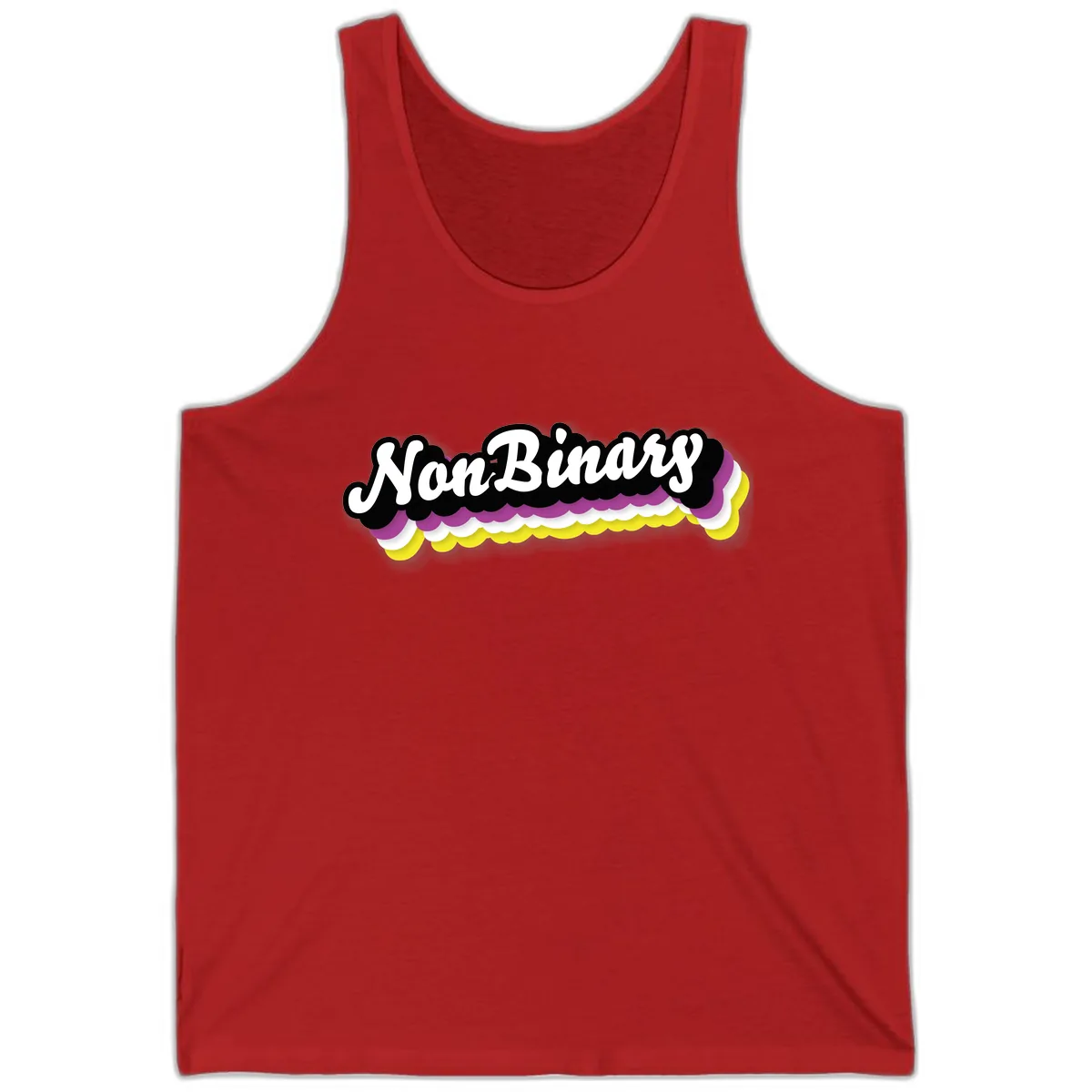 Non-Binary Pride Cloud Design Tank in Red