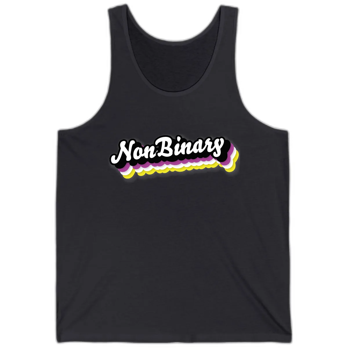 Non-Binary Pride Cloud Design Tank in Dark Grey