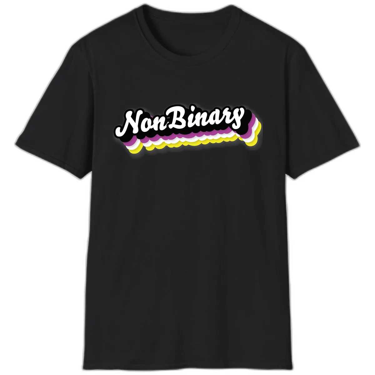Non-Binary Pride Cloud Design T-Shirt in Black
