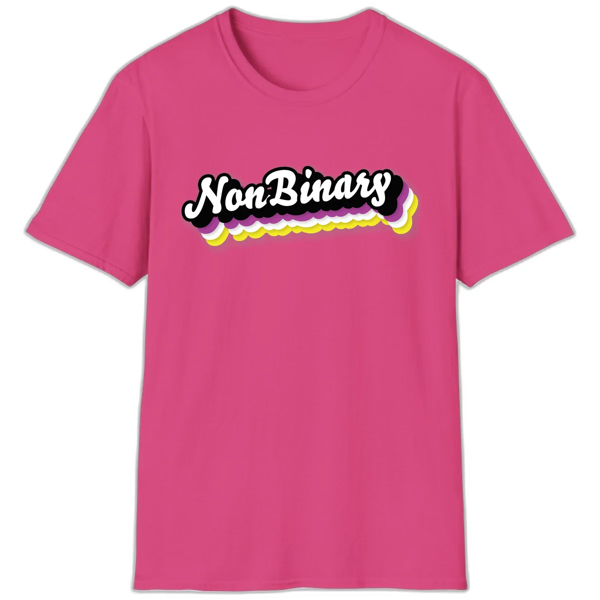 Non-Binary Pride Cloud Design T-Shirt in Heliconia