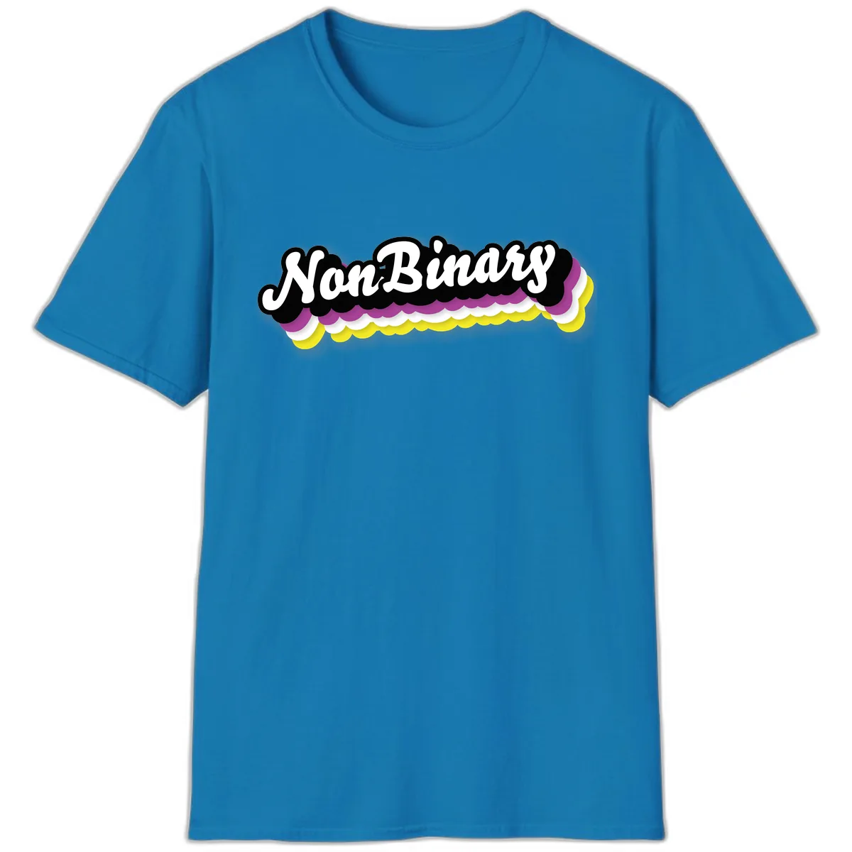 Non-Binary Pride Cloud Design T-Shirt in Sapphire