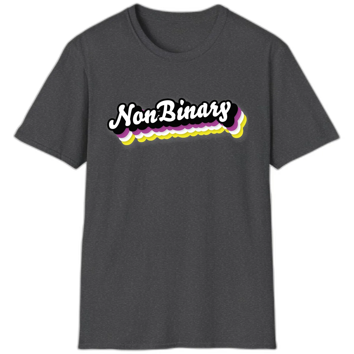 Non-Binary Pride Cloud Design T-Shirt in Dark Heather