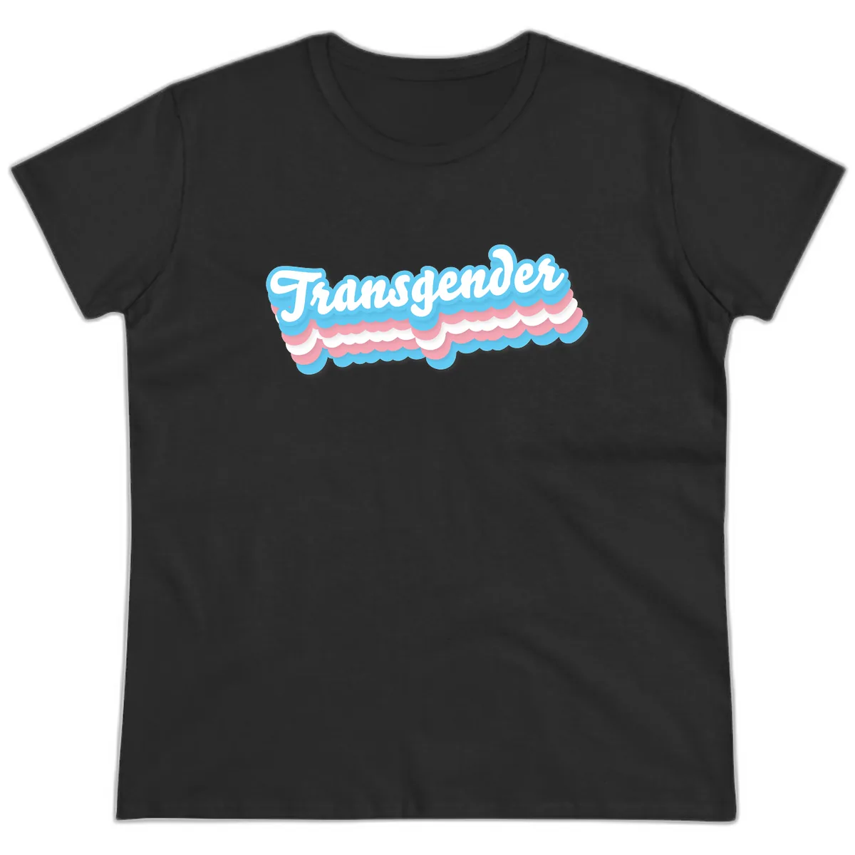 Transgender Pride Cloud Banner Ladies Tee in Black