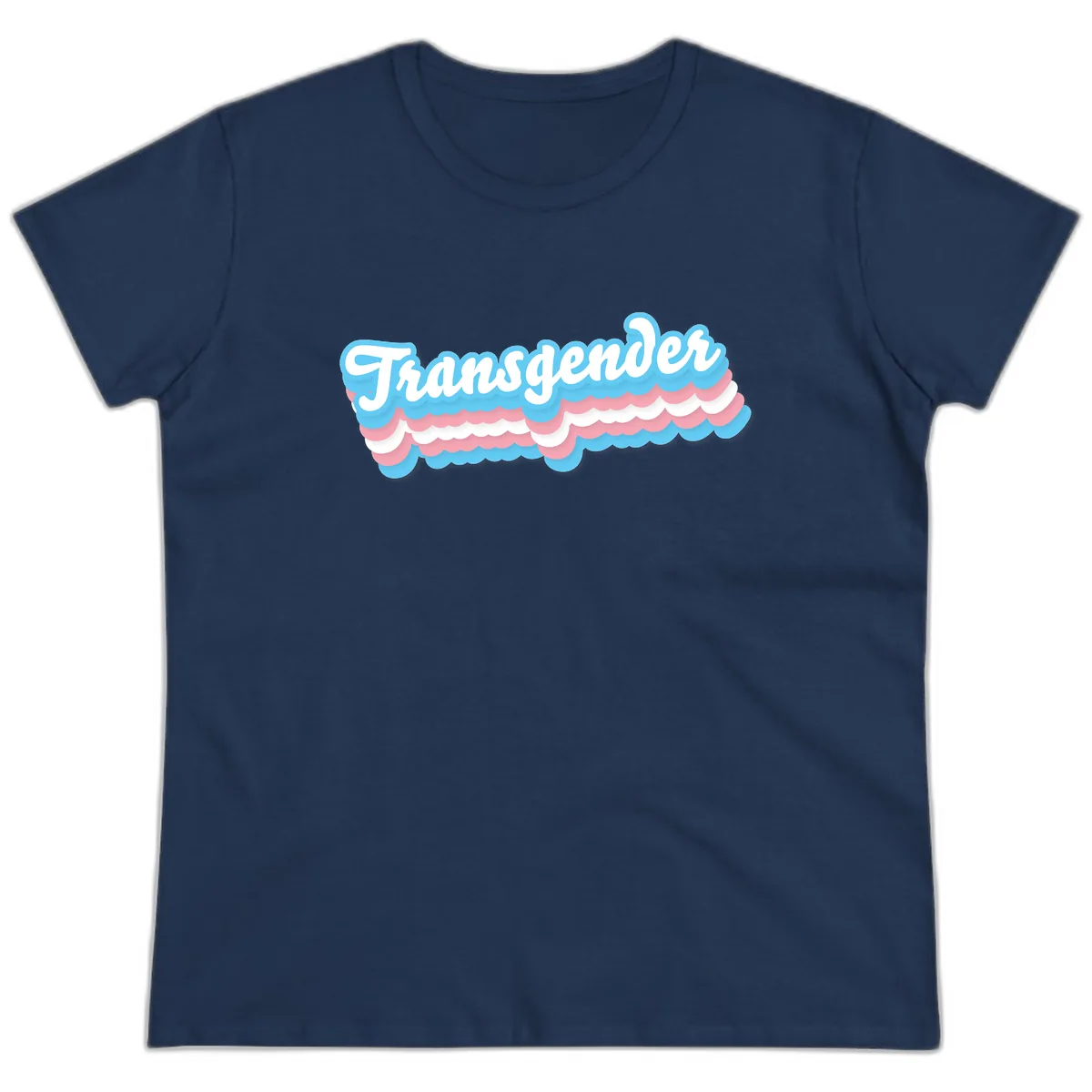 Transgender Pride Cloud Banner Ladies Tee in Navy