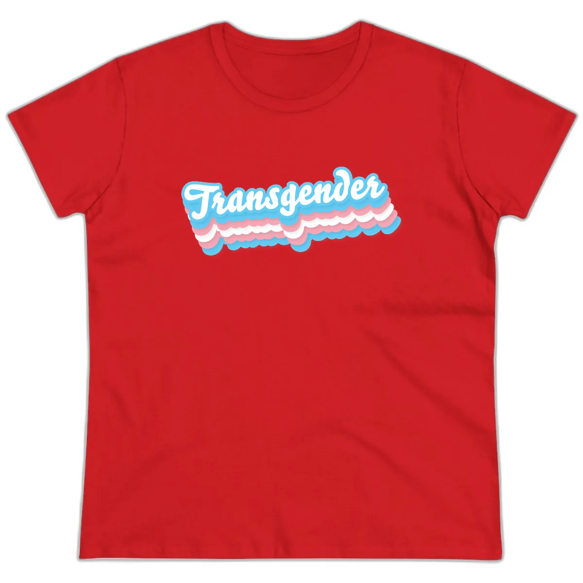 Transgender Pride Cloud Banner Ladies Tee in Red