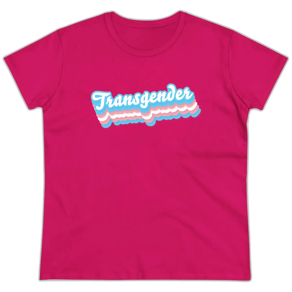 Transgender Pride Cloud Banner Ladies Tee in Heliconia