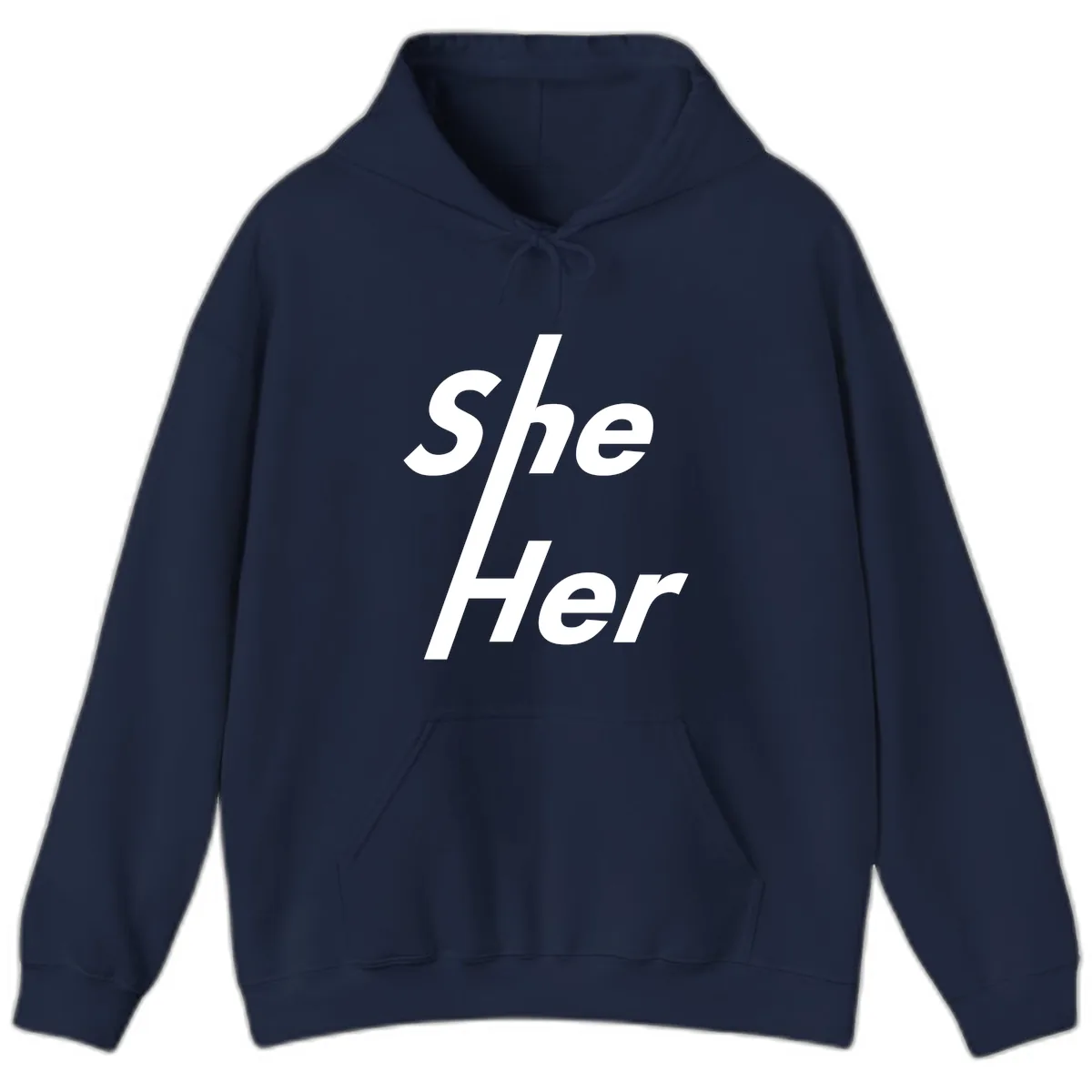 She/Her Pronoun Pride Statement Hoodie in Navy