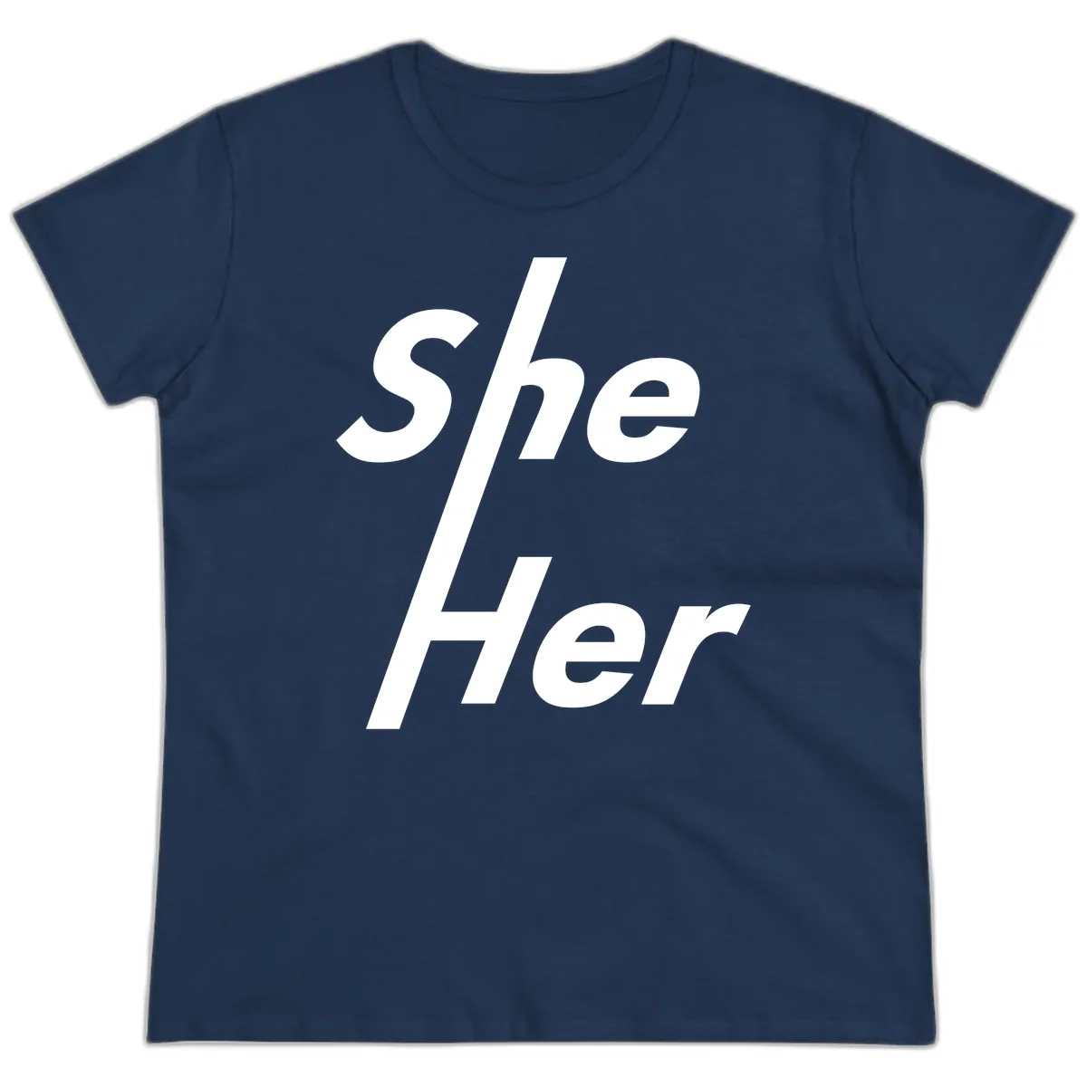 She/Her Pronoun Pride Statement Ladies Tee in Navy