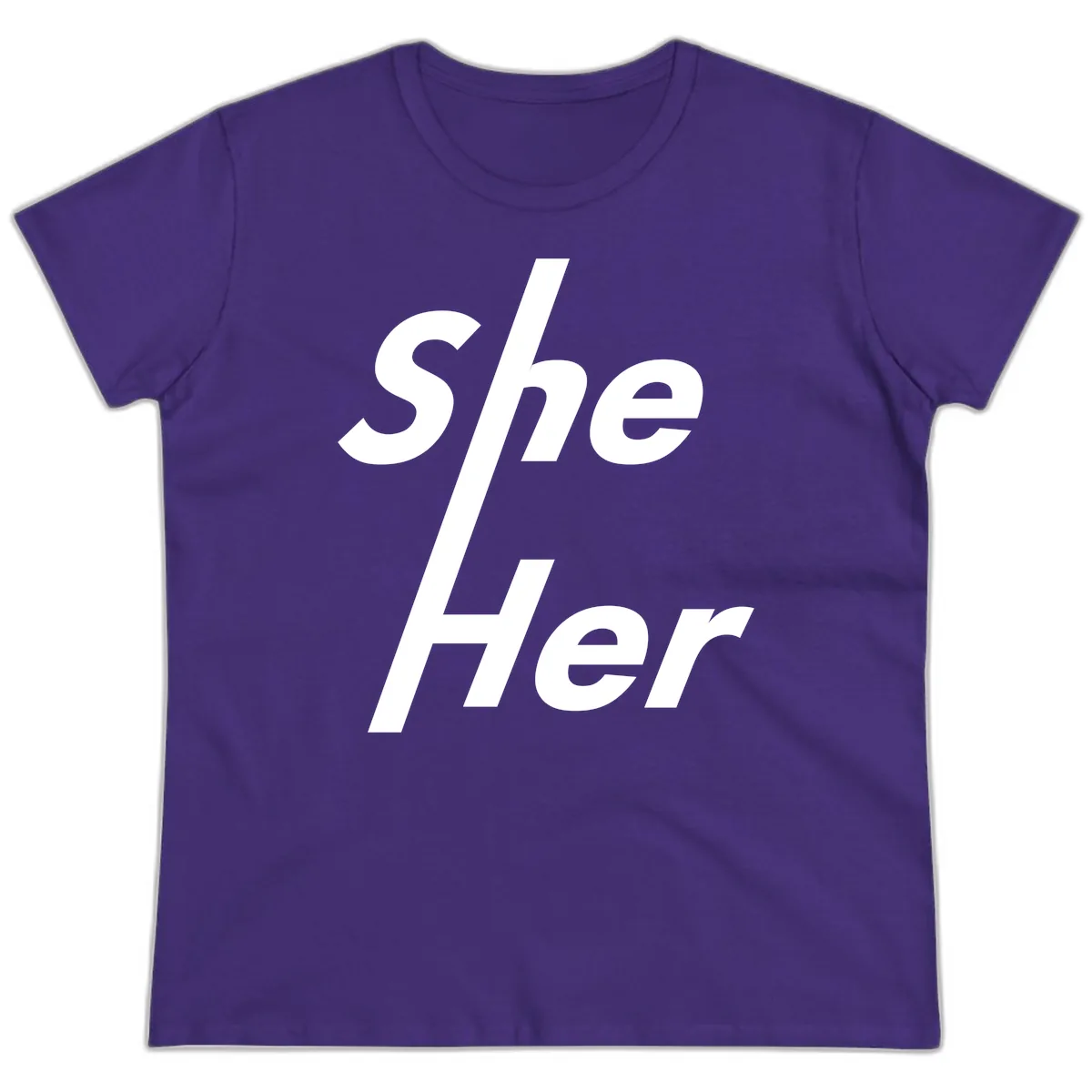 She/Her Pronoun Pride Statement Ladies Tee in Purple