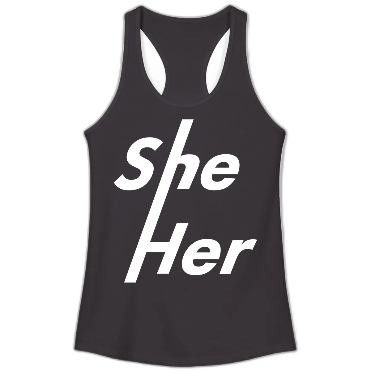 She/Her Pronoun Pride Statement Ladies Tank in Black