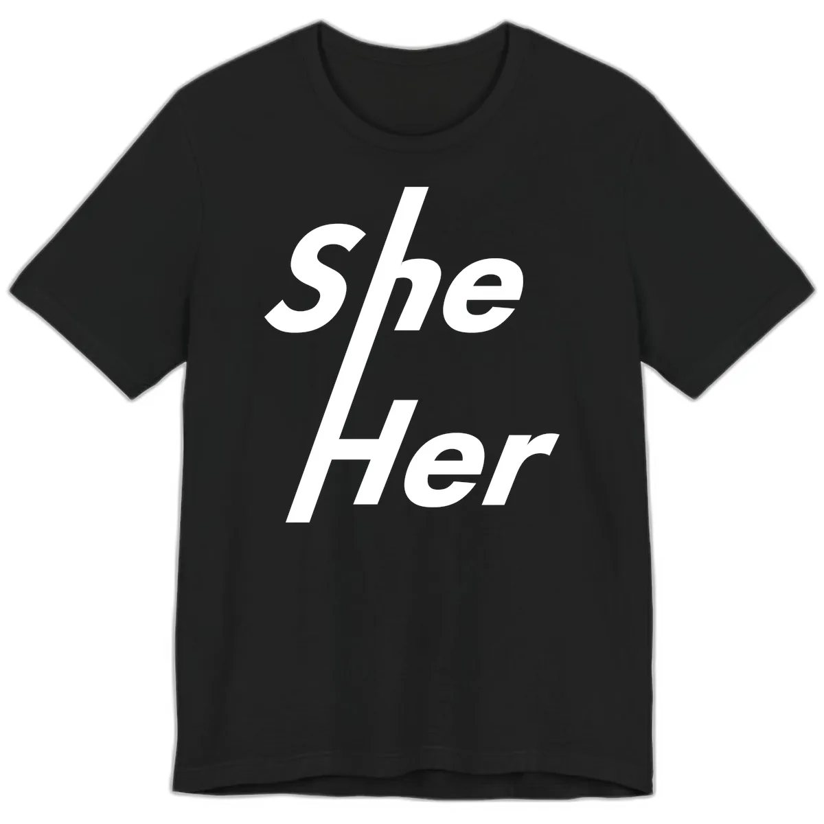She/Her Pronoun Pride Statement Premium T-Shirt in Black