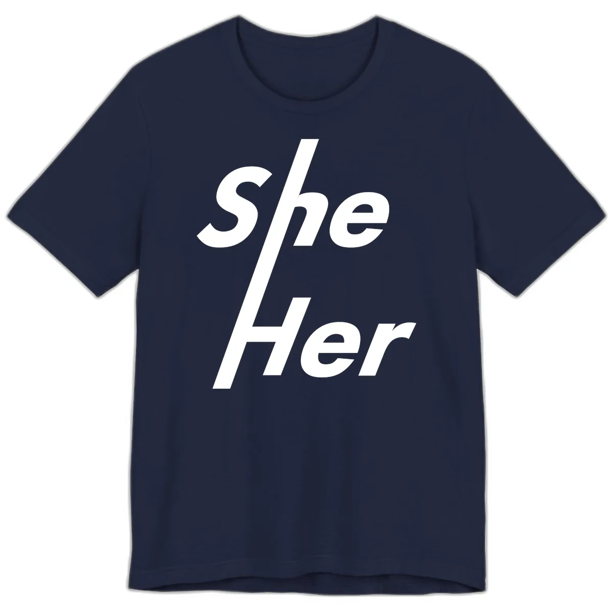 She/Her Pronoun Pride Statement Premium T-Shirt in Navy