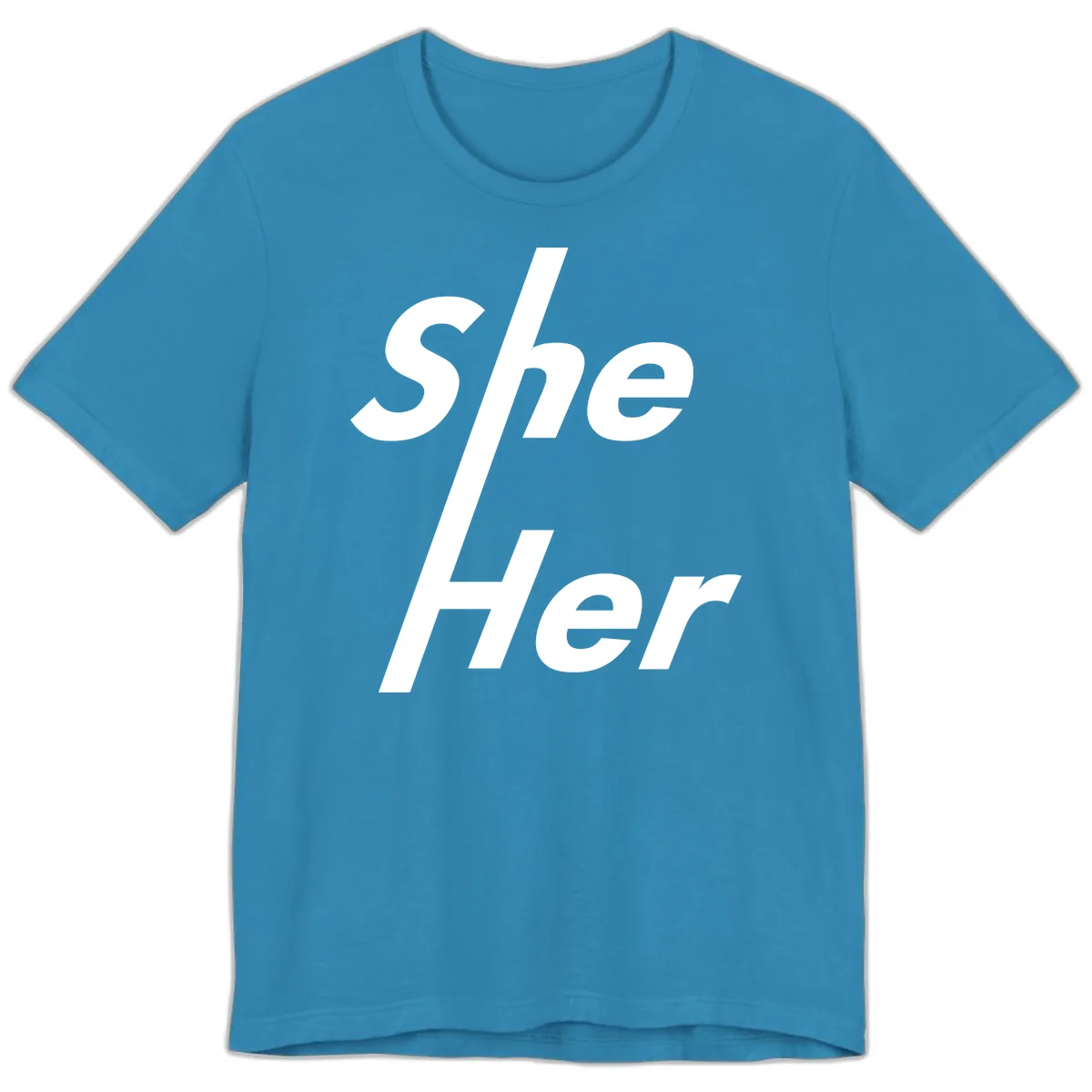 She/Her Pronoun Pride Statement Premium T-Shirt in Aqua