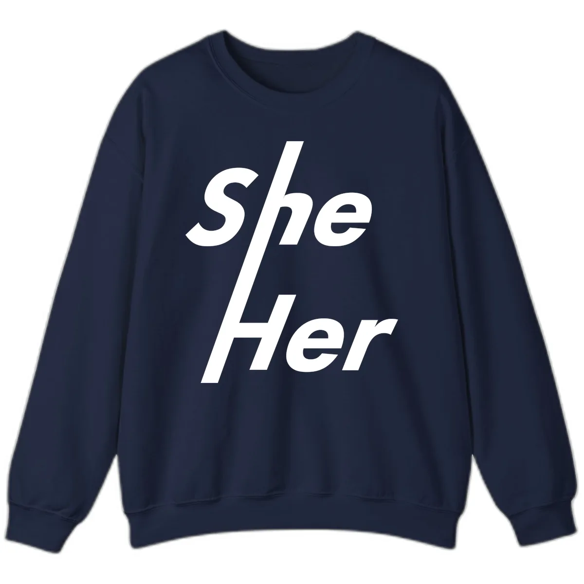 She/Her Pronoun Pride Statement Sweatshirt in Navy
