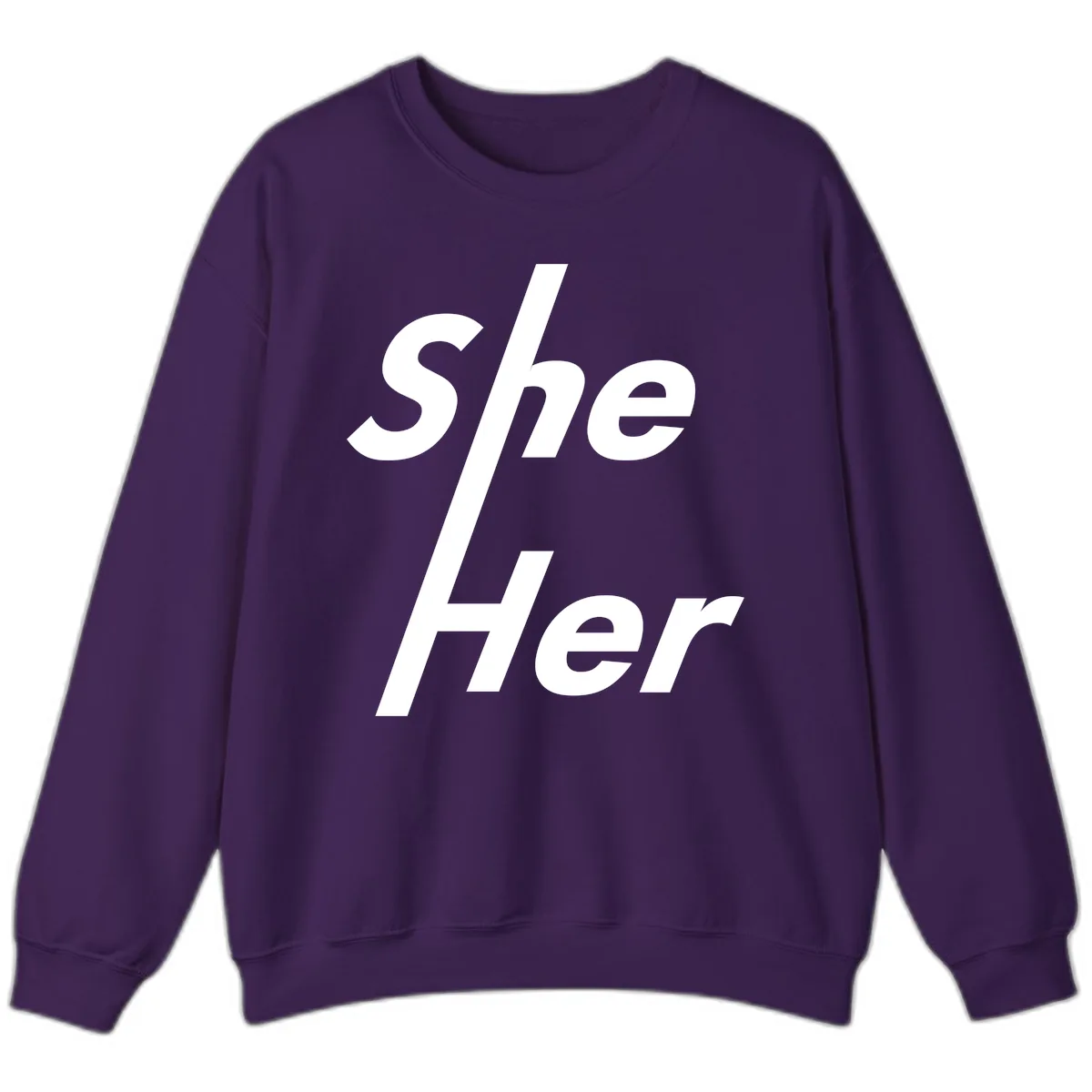 She/Her Pronoun Pride Statement Sweatshirt in Purple