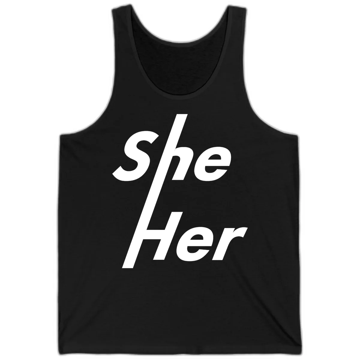 She/Her Pronoun Pride Statement Tank in Black