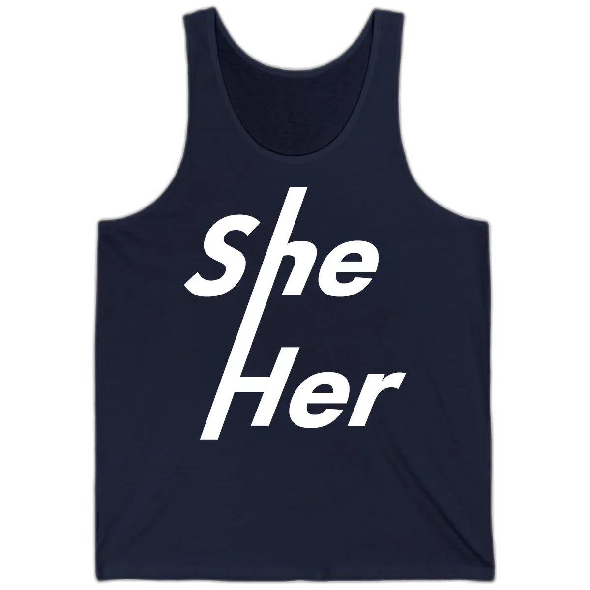 She/Her Pronoun Pride Statement Tank in Navy
