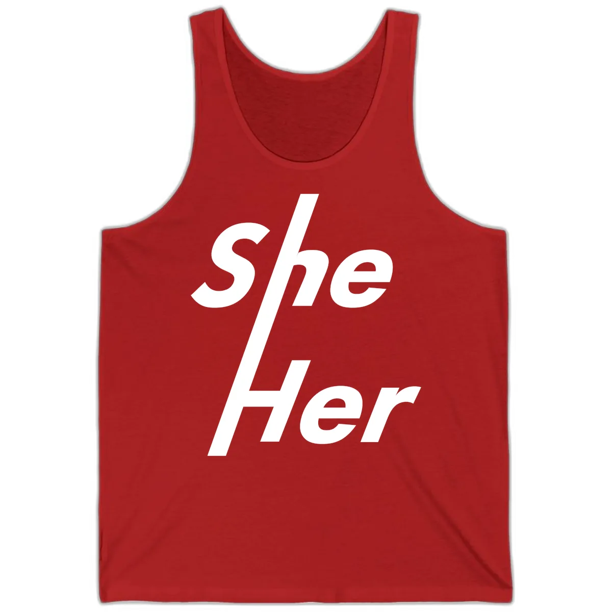 She/Her Pronoun Pride Statement Tank in Red