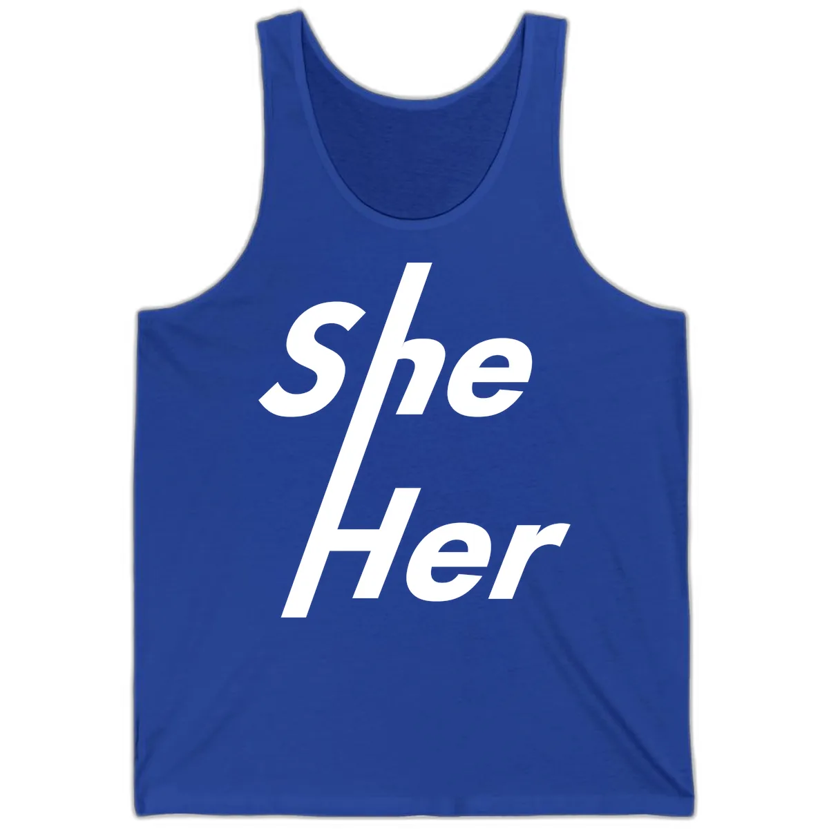 She/Her Pronoun Pride Statement Tank in True Royal