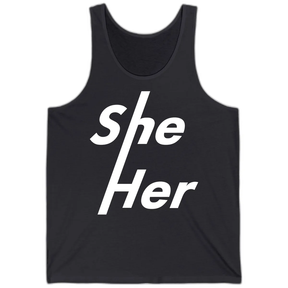 She/Her Pronoun Pride Statement Tank in Dark Grey