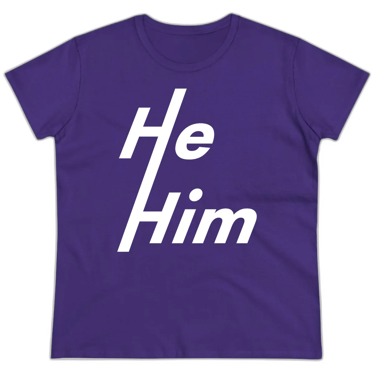 He.Him Hashtag Pride Ladies Tee in Purple