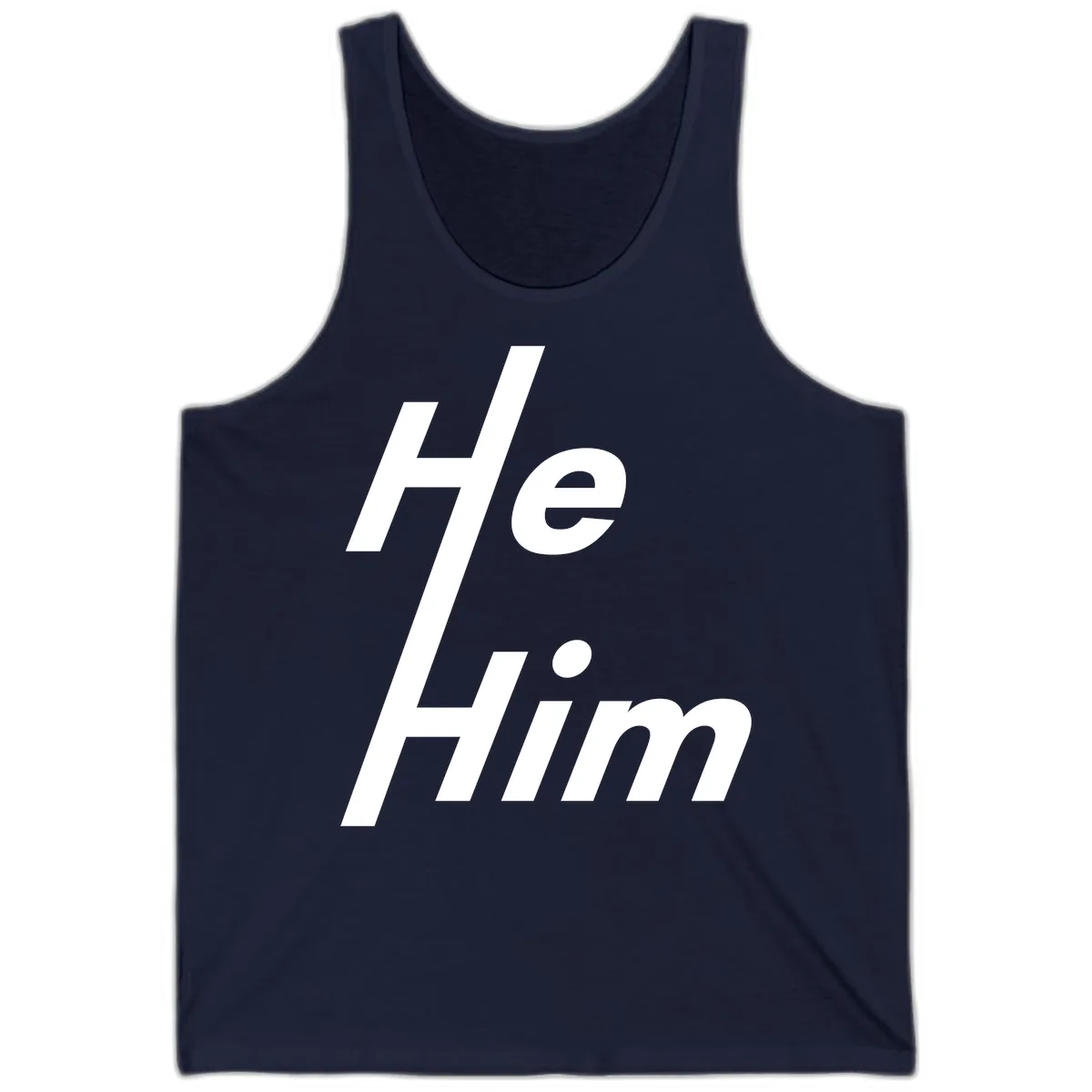 He.Him Hashtag Pride Tank in Navy