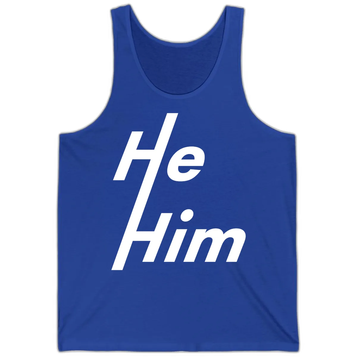He.Him Hashtag Pride Tank in True Royal
