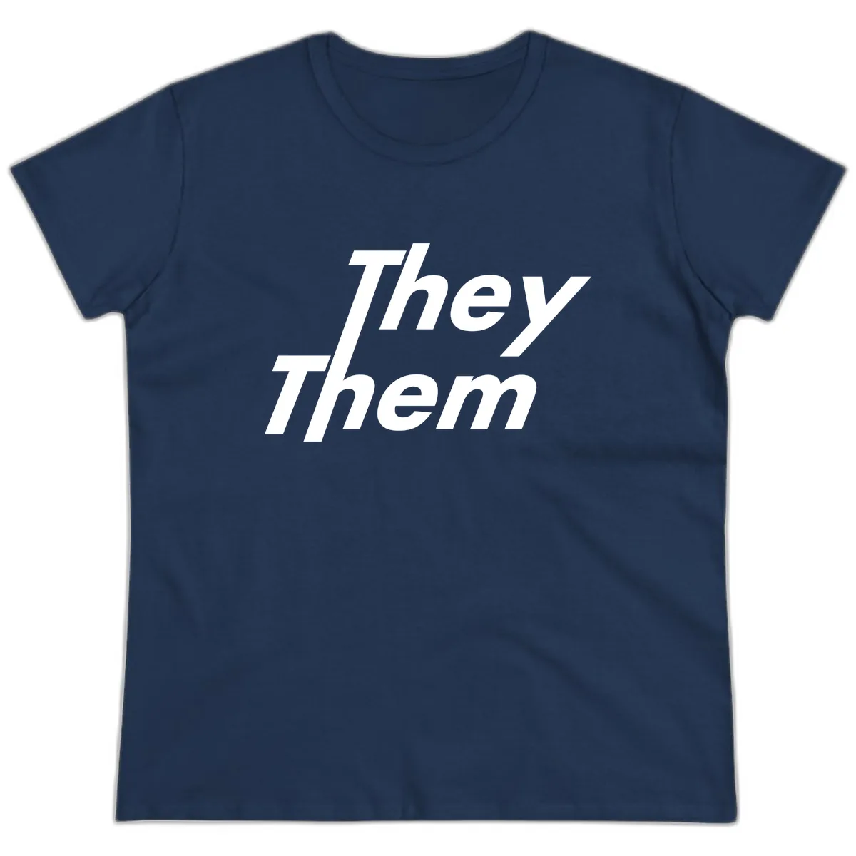 They Them Italicized Pride Ladies Tee in Navy