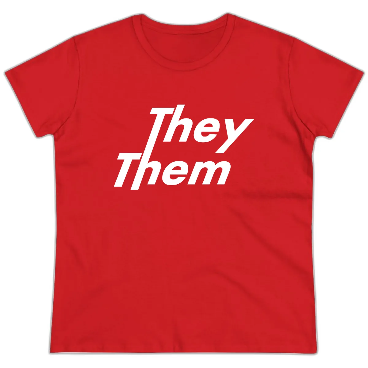 They Them Italicized Pride Ladies Tee in Red