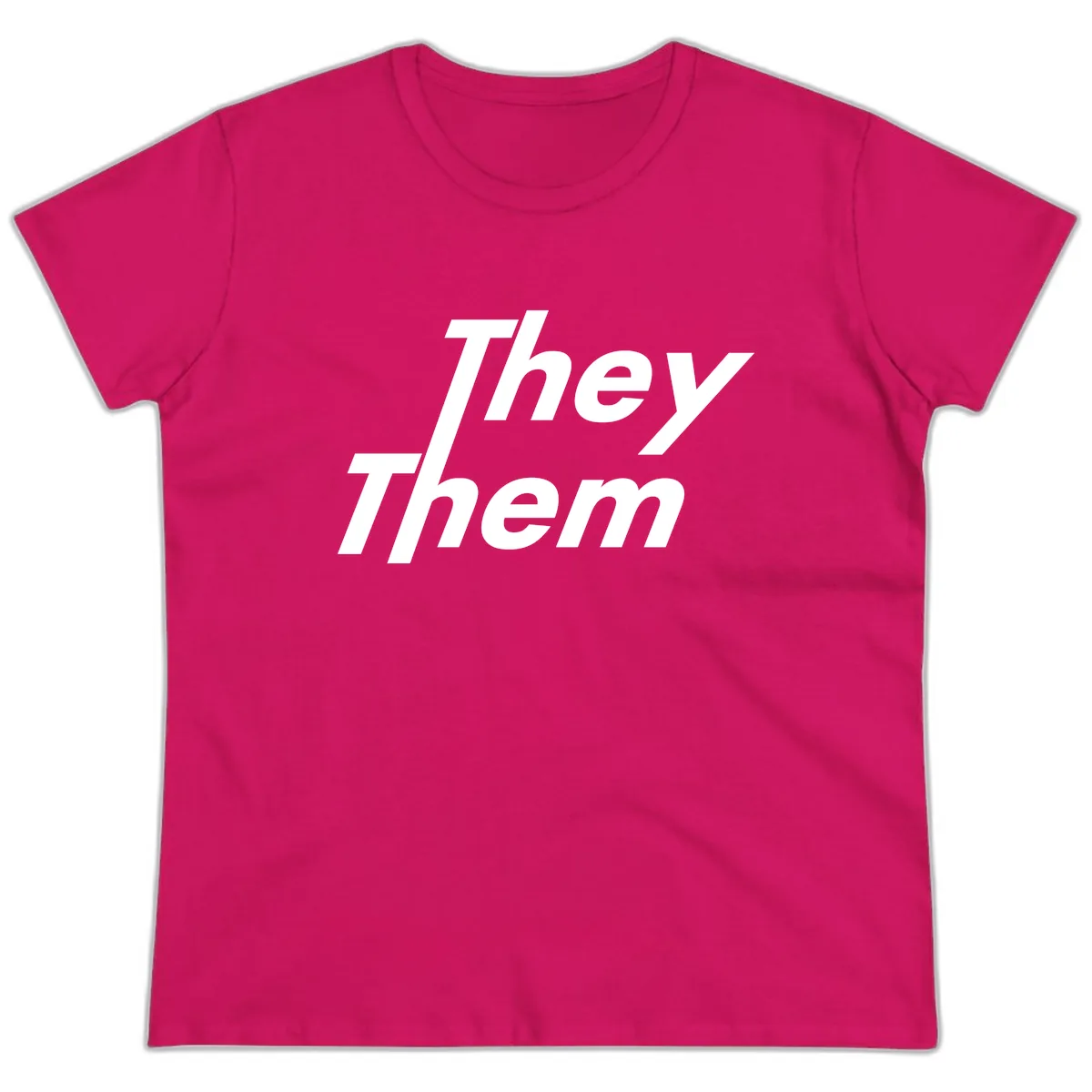 They Them Italicized Pride Ladies Tee in Heliconia