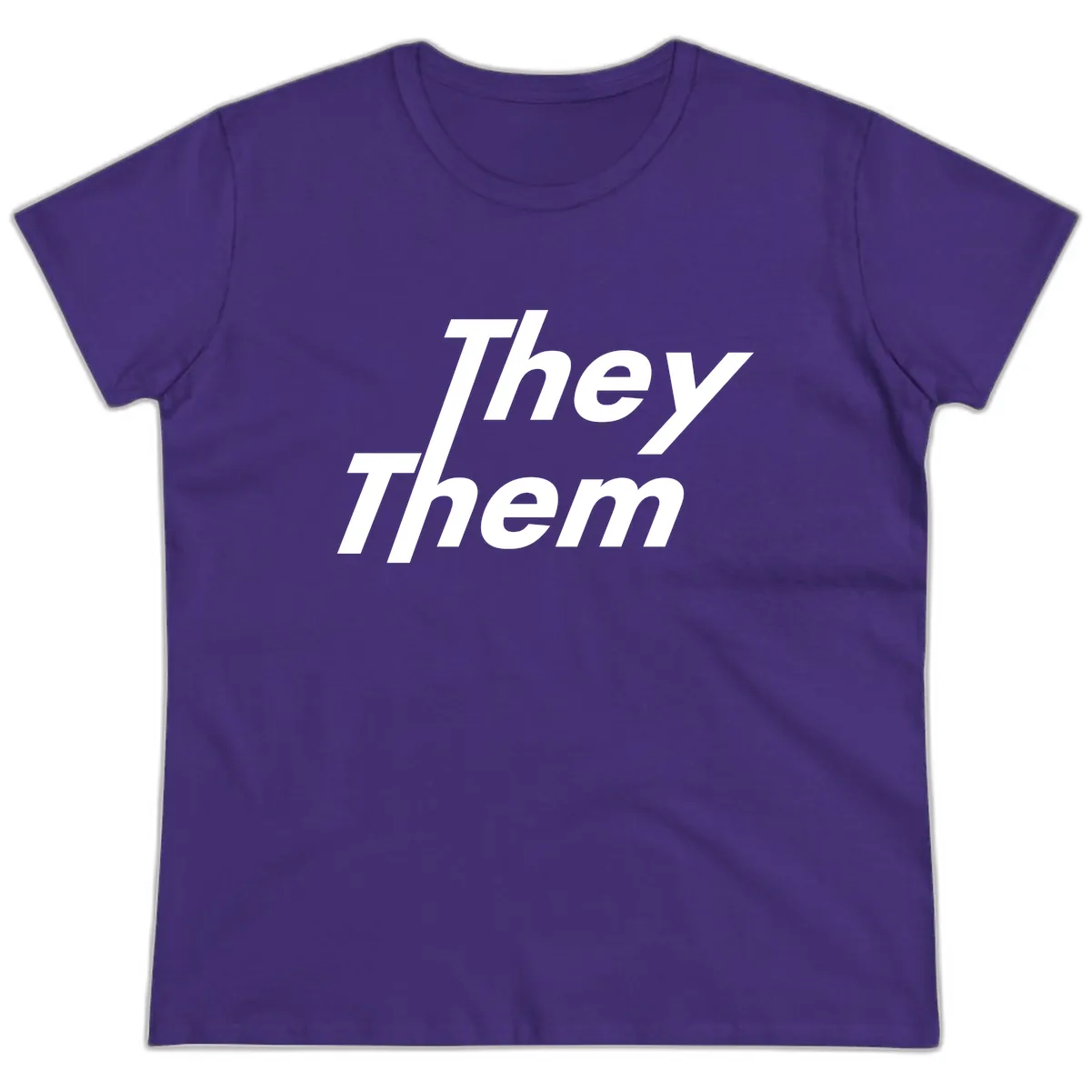 They Them Italicized Pride Ladies Tee in Purple