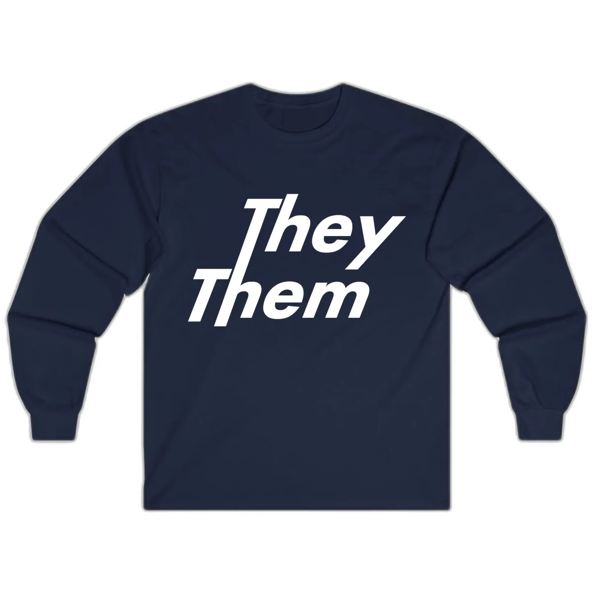 They Them Italicized Pride Long Sleeve in Navy