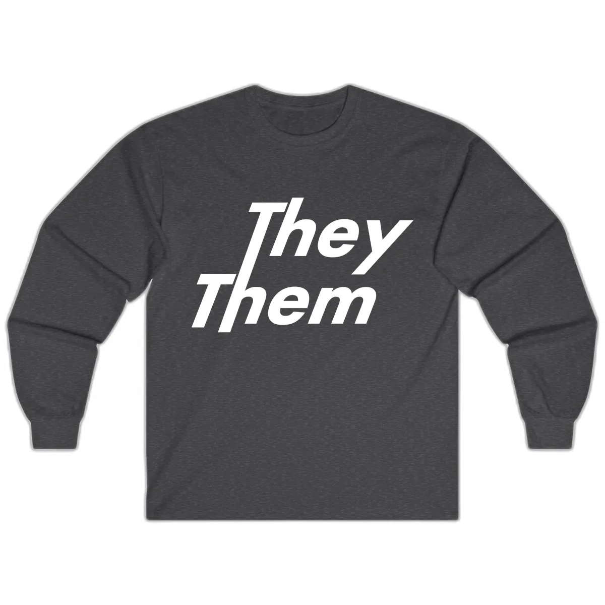They Them Italicized Pride Long Sleeve in Dark Heather