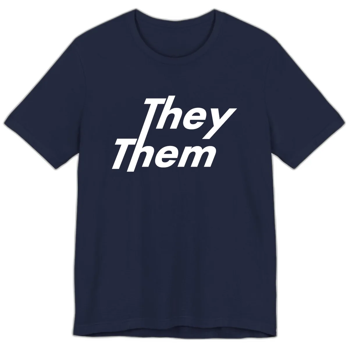 They Them Italicized Pride Premium T-Shirt in Navy