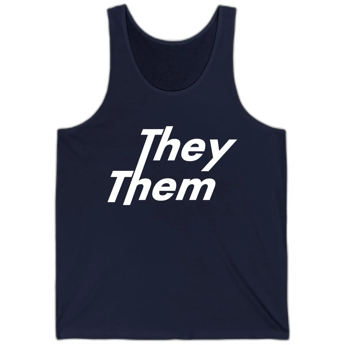 They Them Italicized Pride Tank in Navy