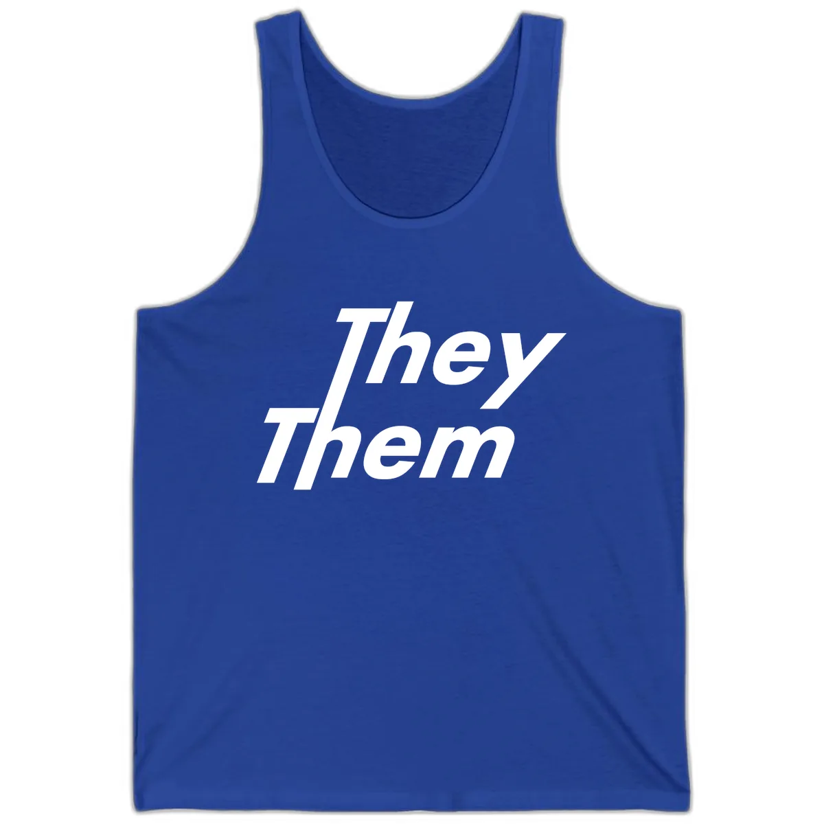 They Them Italicized Pride Tank in True Royal