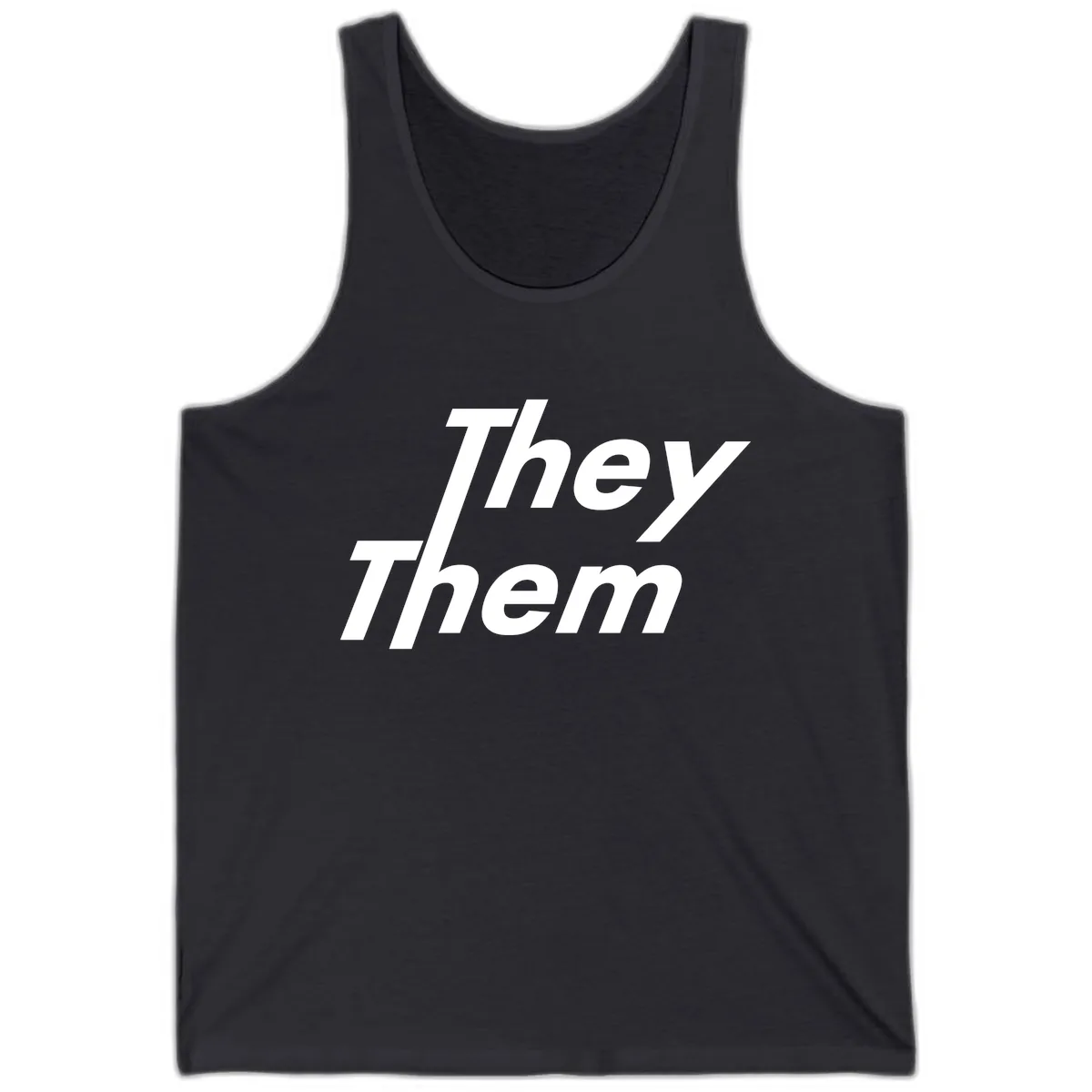 They Them Italicized Pride Tank in Dark Grey