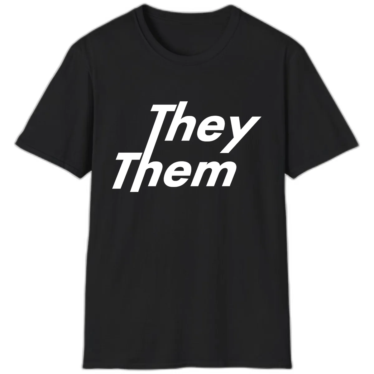They Them Italicized Pride T-Shirt in Black
