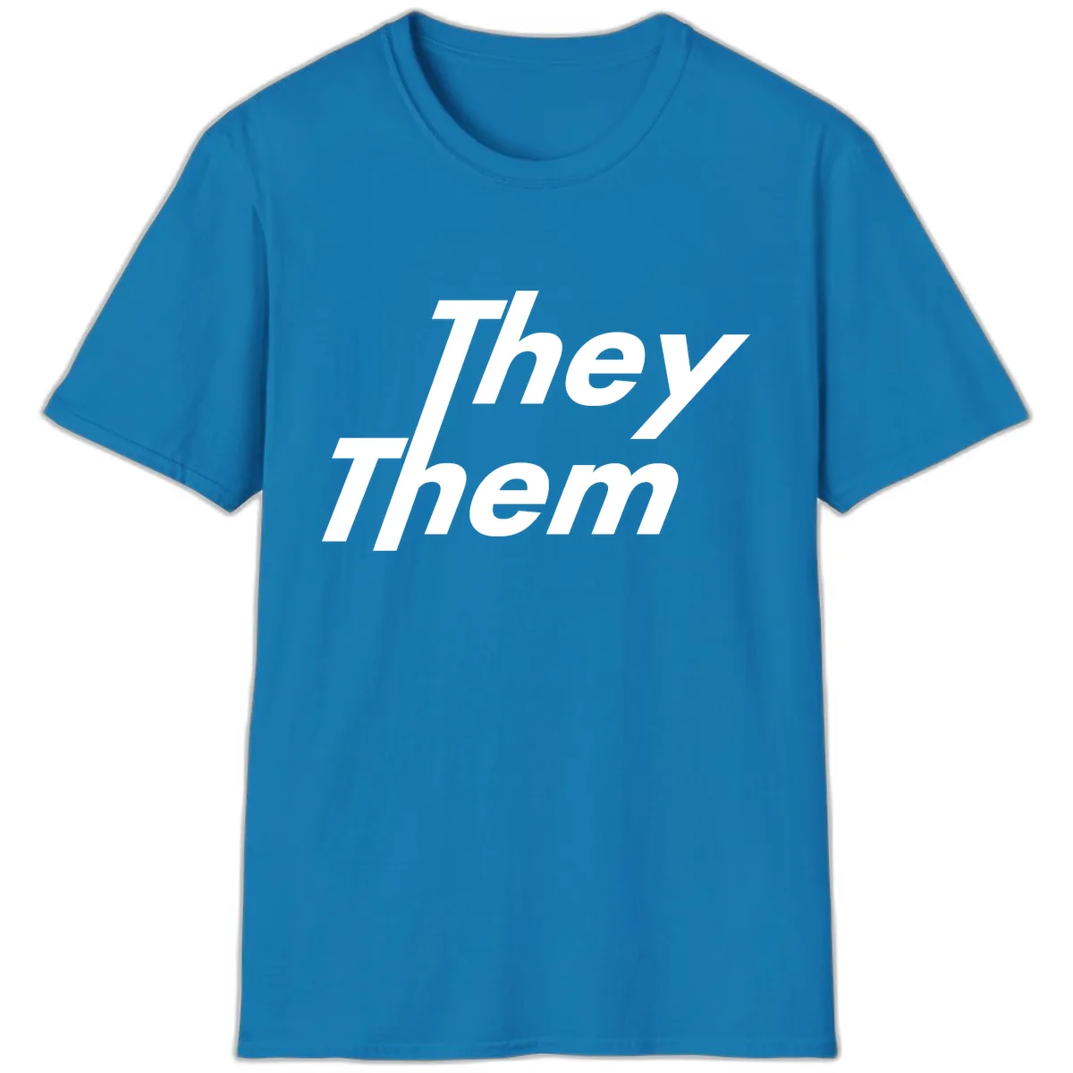 They Them Italicized Pride T-Shirt in Sapphire