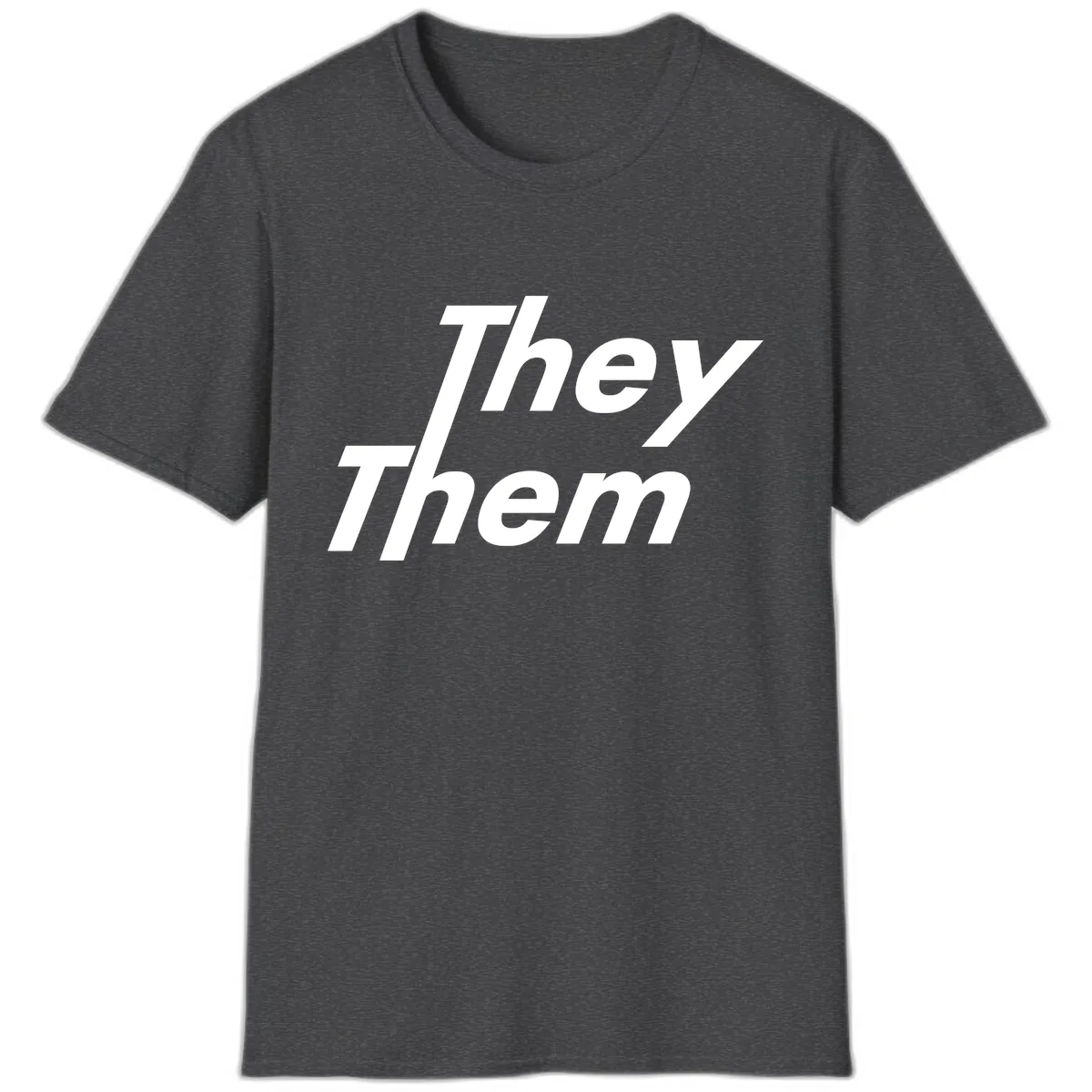 They Them Italicized Pride T-Shirt in Dark Heather