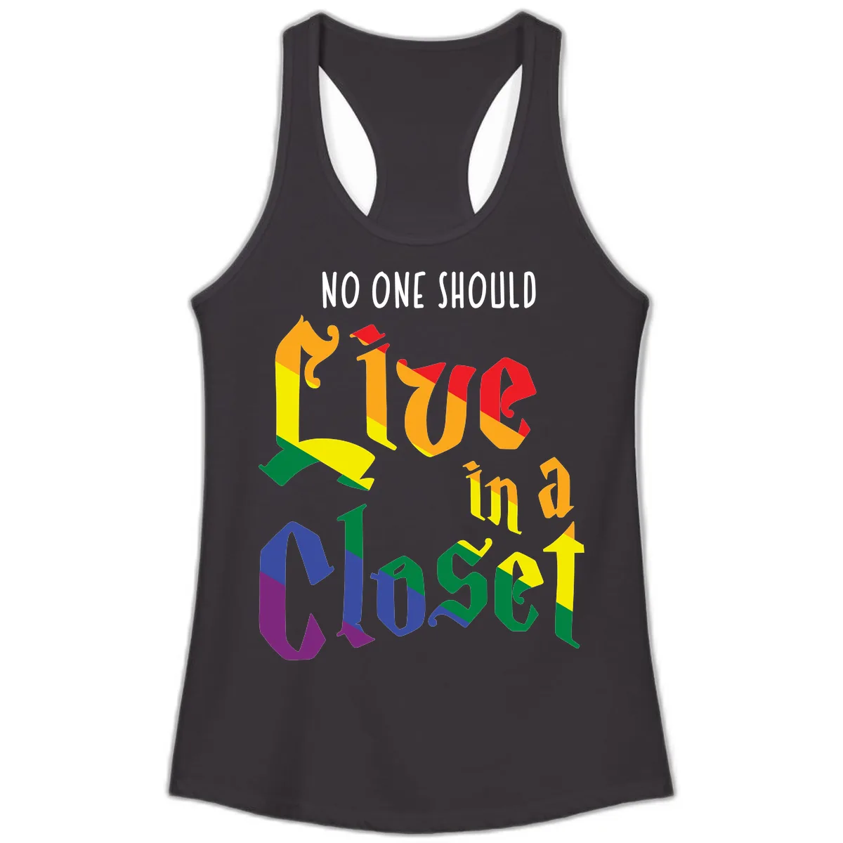 Live In A Closet Pride Ladies Tank in Black
