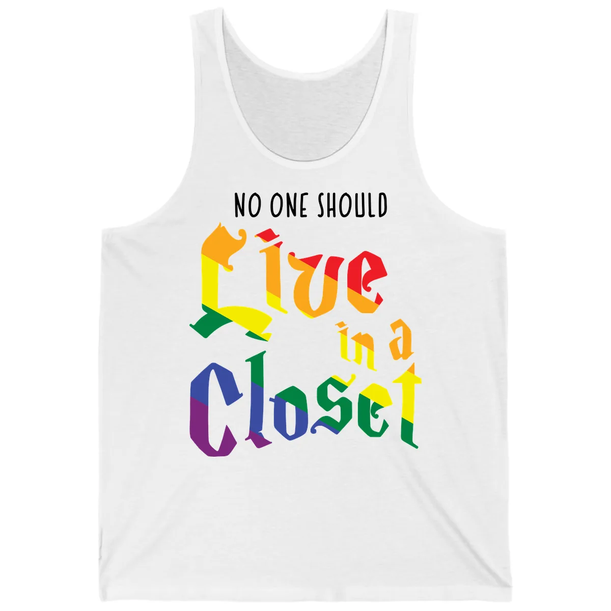 Live In A Closet Pride Tank in White