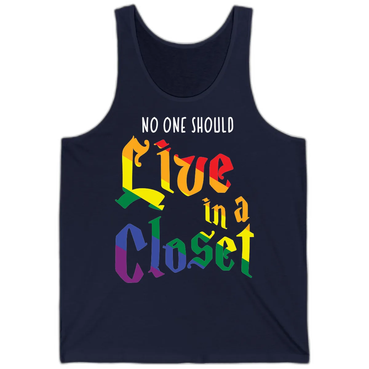 Live In A Closet Pride Tank in Navy