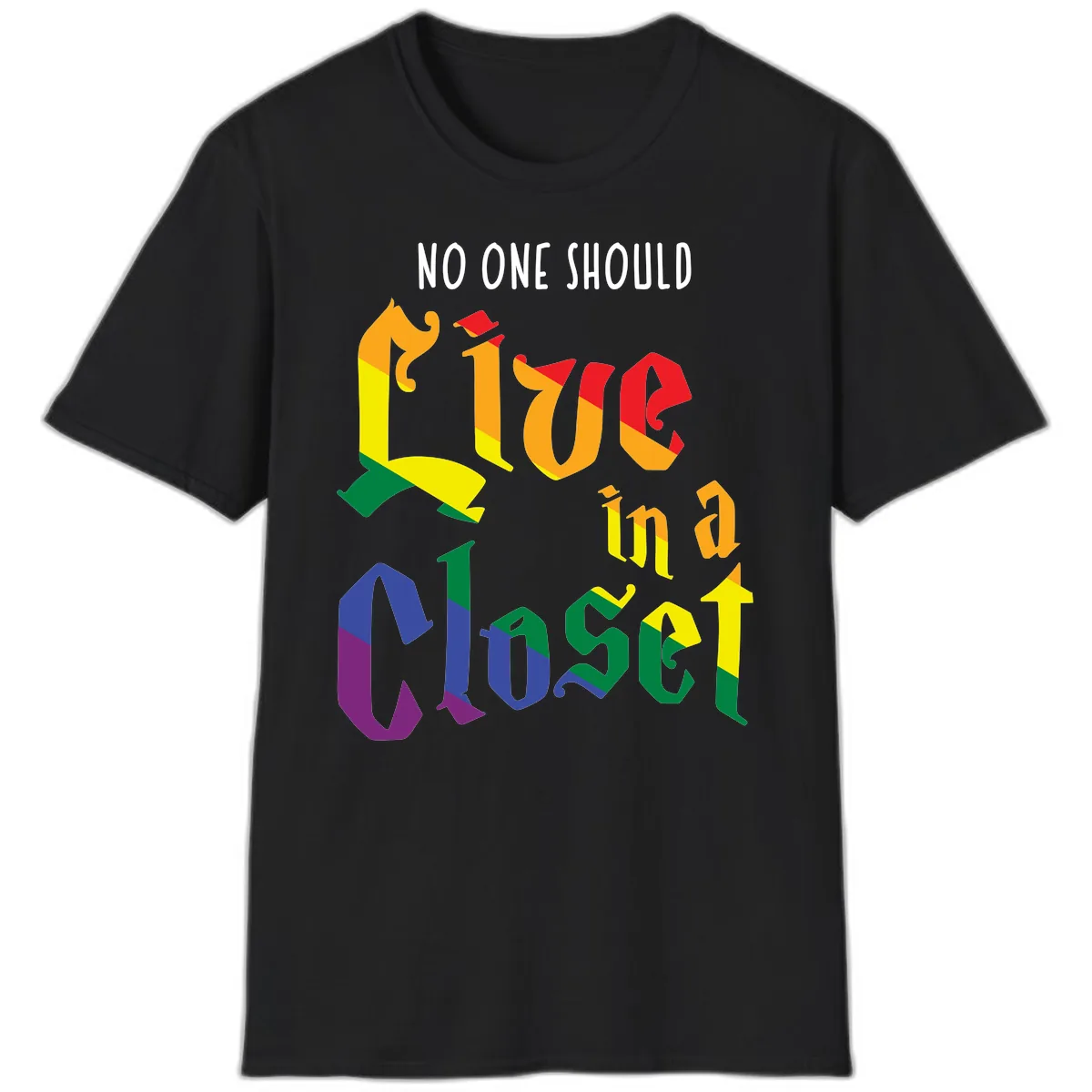 Live In A Closet Pride T-Shirt in Black