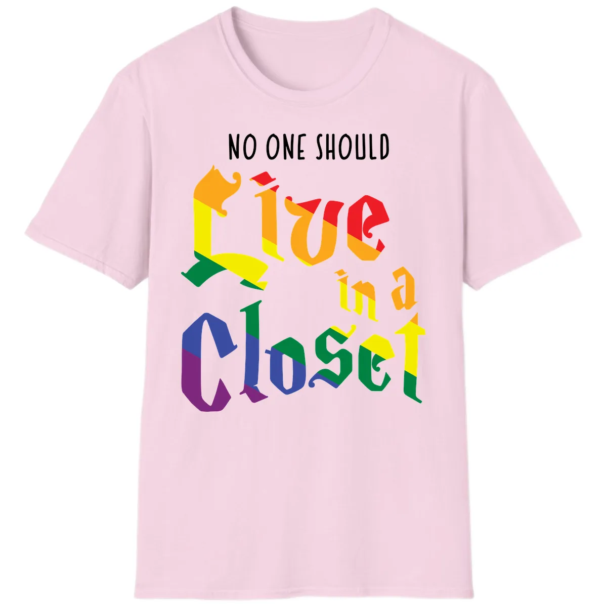 Live In A Closet Pride T-Shirt in Light Pink