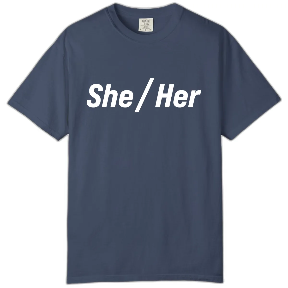 She/Her Pronoun Statement Comfort Color in Midnight
