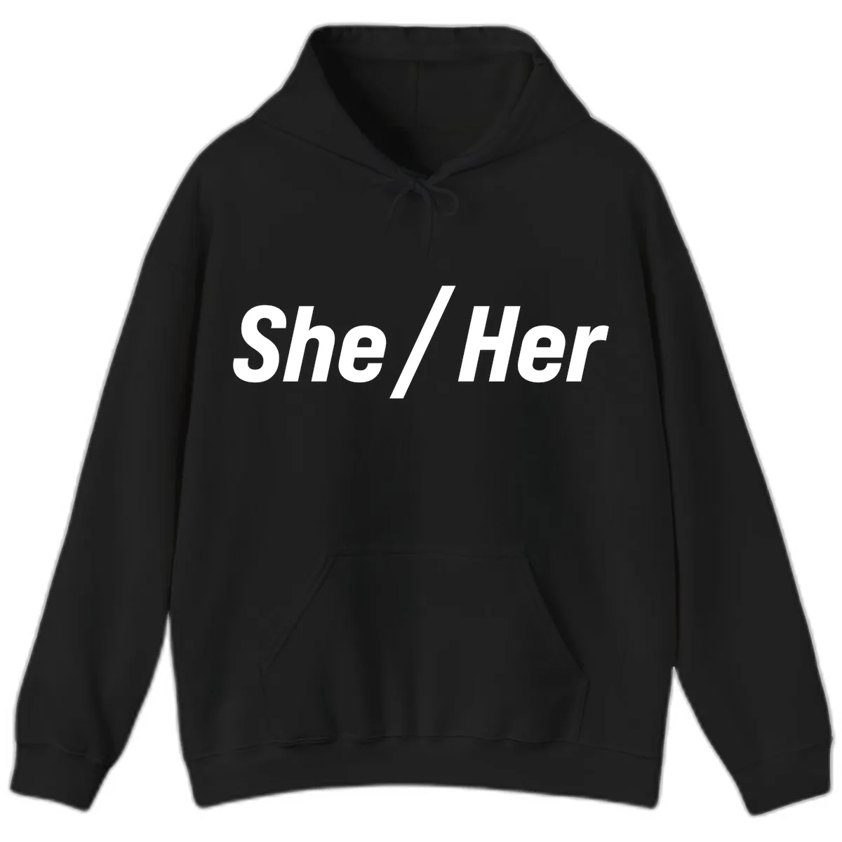 She/Her Pronoun Statement Hoodie in Black