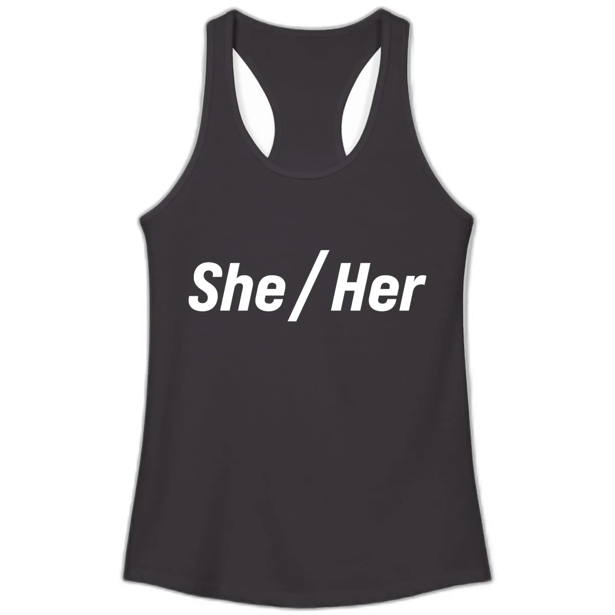 She/Her Pronoun Statement Ladies Tank in Black